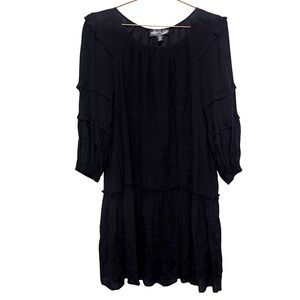 HARPER 241 Black Pleated Ruffle Tiered Dress Women's Size‎ M